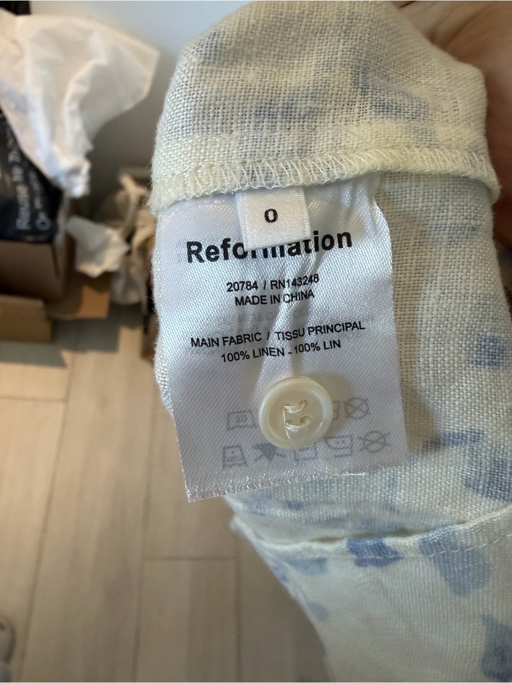 Reformation Cream Maxi Dress with Light Blue Floral Print - Picture 6 of 6